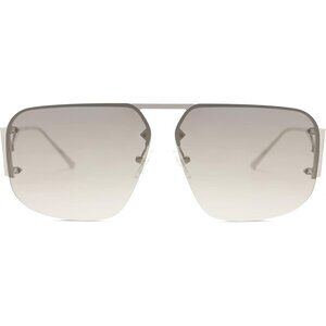 Trendy Aviator Sunglasses Mens Womens Retro Metal Rimless Silver Frame Shades